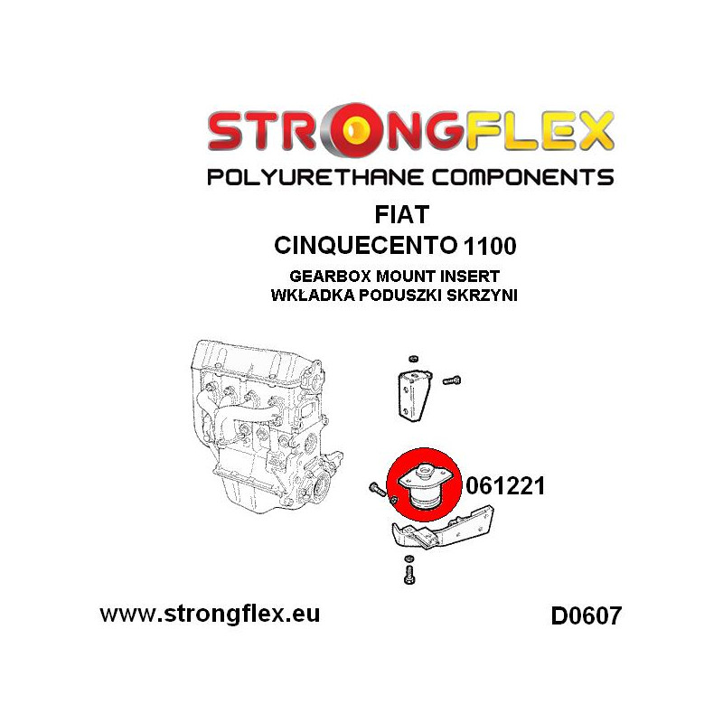 STRONGFLEX|061221A: Einsatz Getriebeaufhängung SPORT Fiat Cinquecento Diagramm Schema:D0607