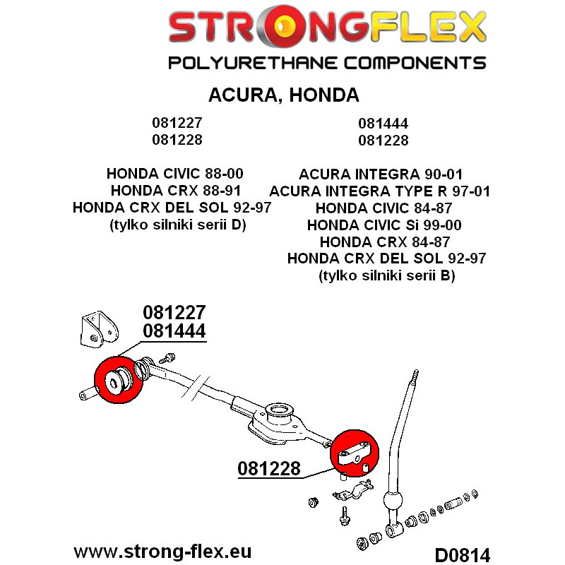 STRONGFLEX|081227A: Buchse Schalthebel Stabilisierung SPORT Honda Civic V 91-95 EG/EH EJ IV 88-91 EC ED EE EF EX VI