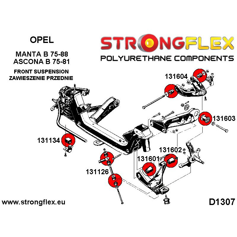 STRONGFLEX|131126A: Front eye bolt mounting bush SPORT BMW Seria 3 I 75-82 E21 6 76-89 E24 Daewoo Espero diagram scheme:D1307