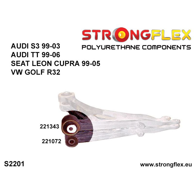 STRONGFLEX|221072A: Front wishbone - front bush 30mm SPORT Audi A3/S3 RS3 I 96-03 8L FWD 99-03 Quattro TT TTS TTRS