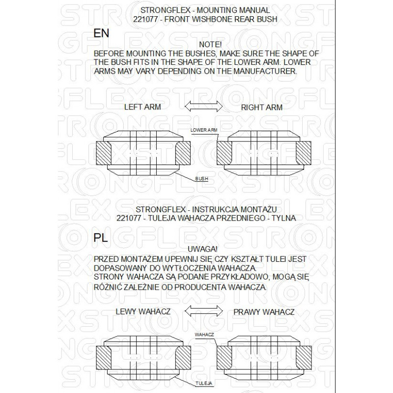 STRONGFLEX|221077B: Vorderer Querlenker - Hintere Buchse Audi A3/S3 RS3 I 96-03 8L FWD Quattro Seat Córdoba 93-02