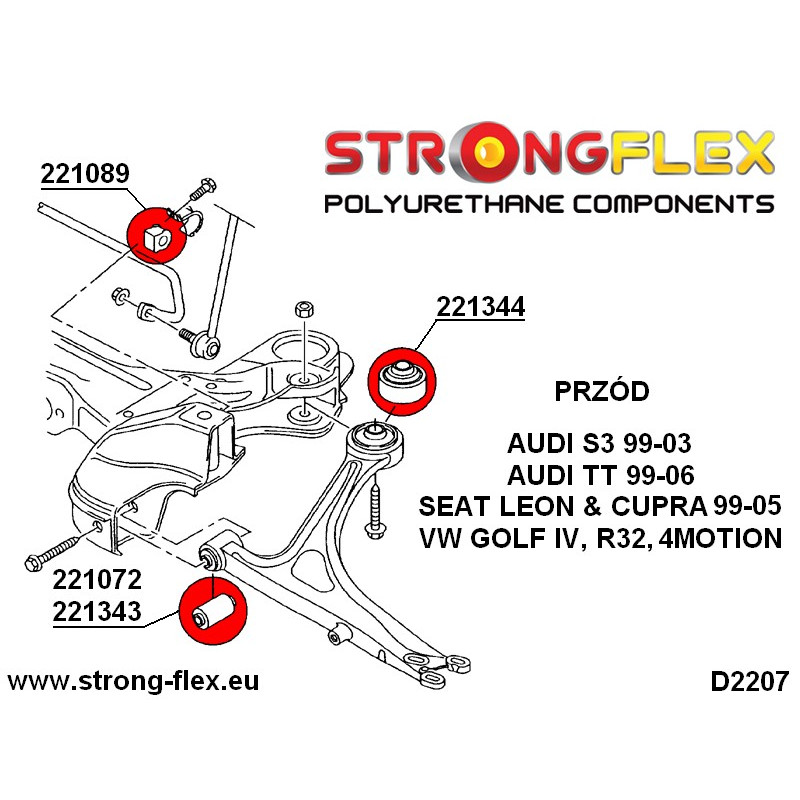 221344B - Front Wishbone Rear Bush  - Polyurethane strongflex.eu
