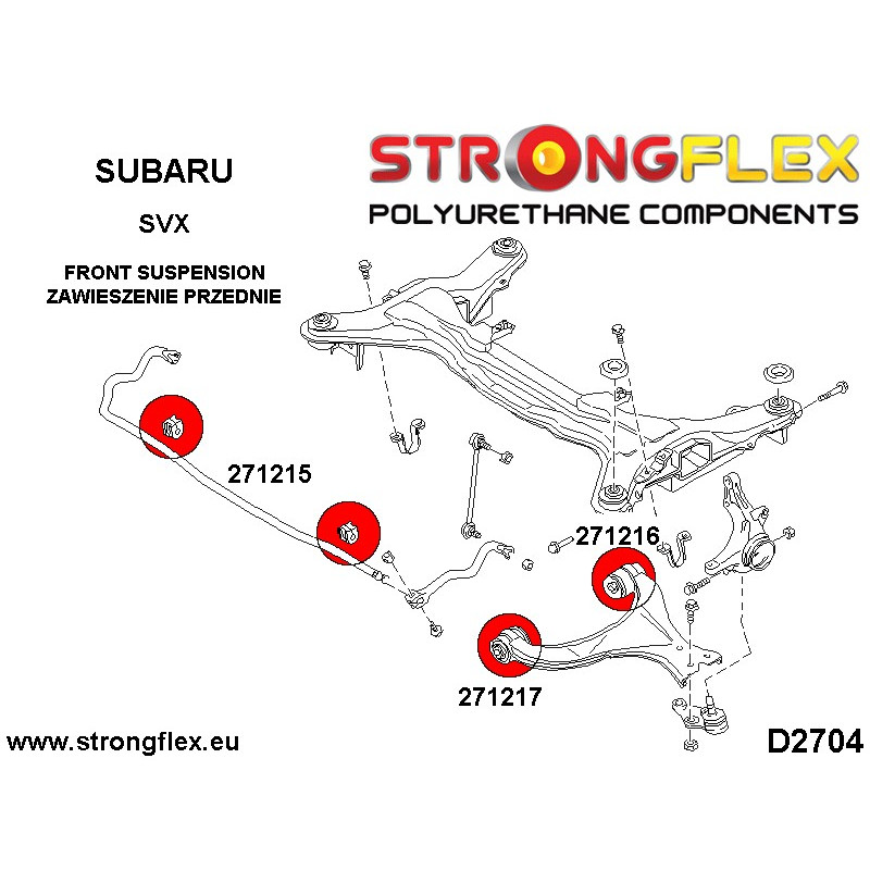 STRONGFLEX|271215A: Vordere Stabibuchse 18mm SPORT Subaru Alcyone SVX Diagramm Schema:D2704