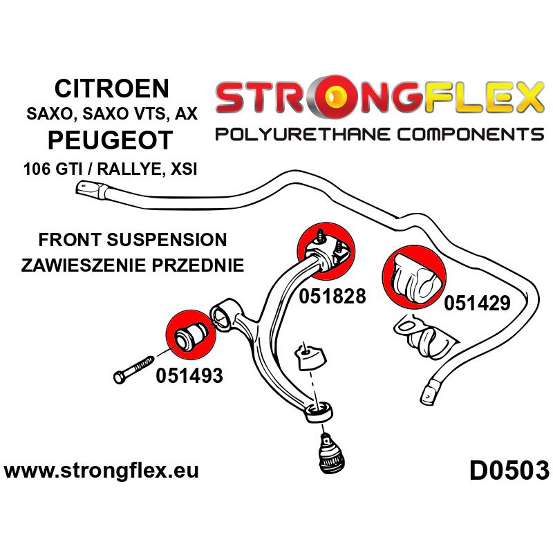 051493B - Tuleja wahacza przedniego przednia - Poliuretan strongflex.eu