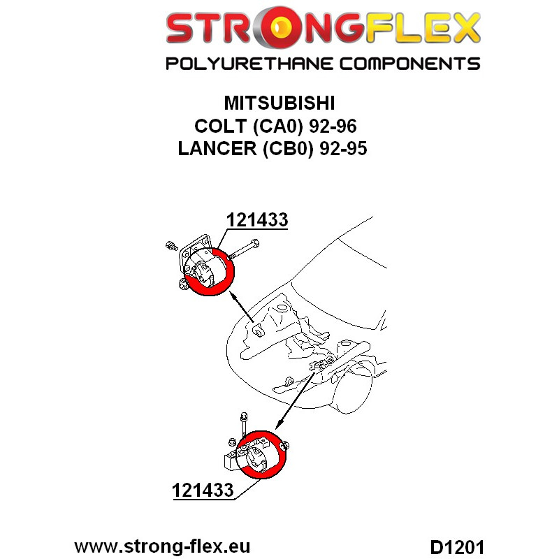 STRONGFLEX|121433A: Einsatz Motoraufhängung SPORT Mitsubishi Colt IV 91-95 CA0 Lancer Diagramm Schema:D1201