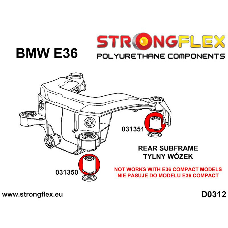 036107A - Set Of Rear Beam Mounting Bushes SPORT - Polyurethane strongflex.eu