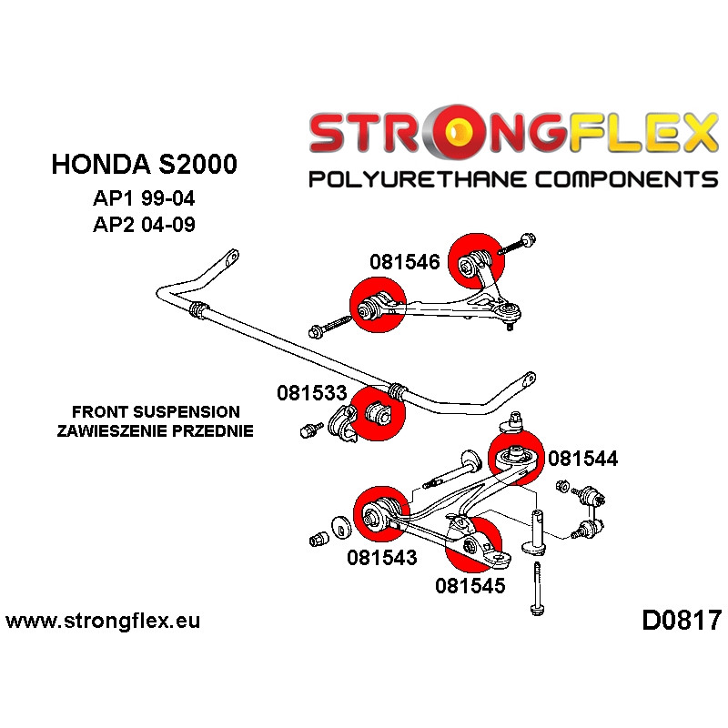 STRONGFLEX|081544B: Front lower wishbone rear bush Honda S2000 AP1 99-04 AP2 diagram scheme:D0817