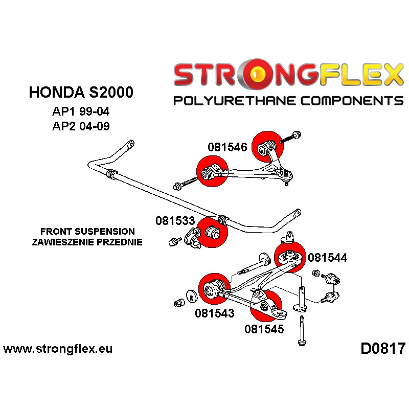 086150A - Front suspension bush kit SPORT AP1 AP2 - Polyurethane strongflex.eu