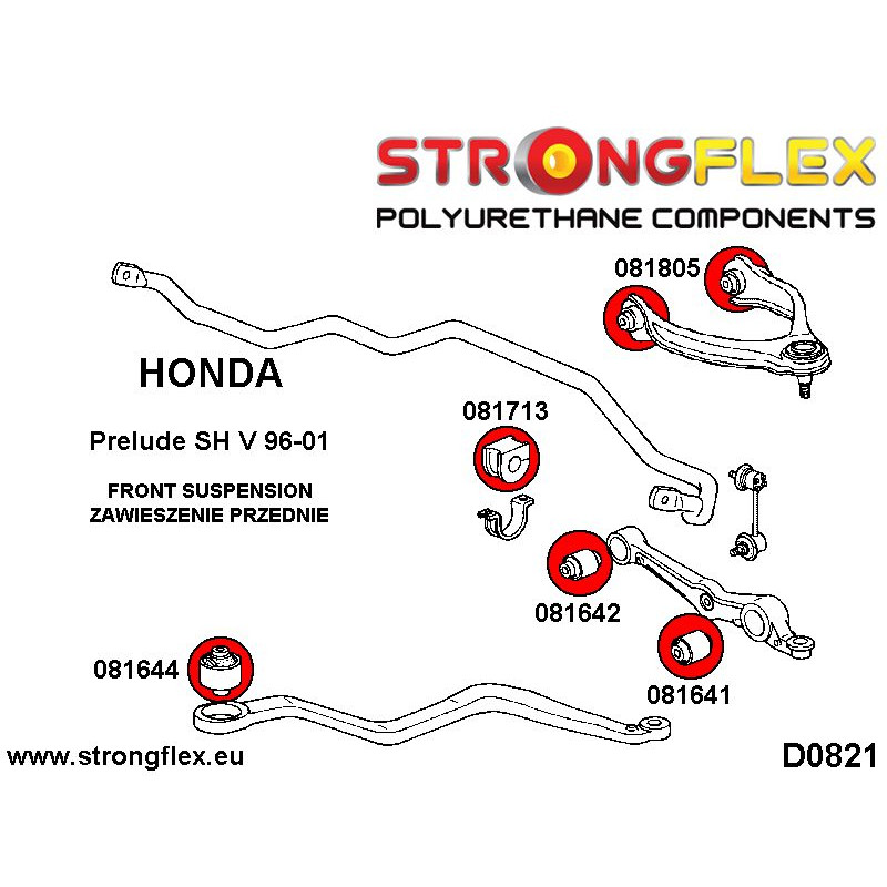 STRONGFLEX|081644B: Tuleja przedniego drążka (model SH) Honda Prelude V 96-01 BB diagram schemat:D0821