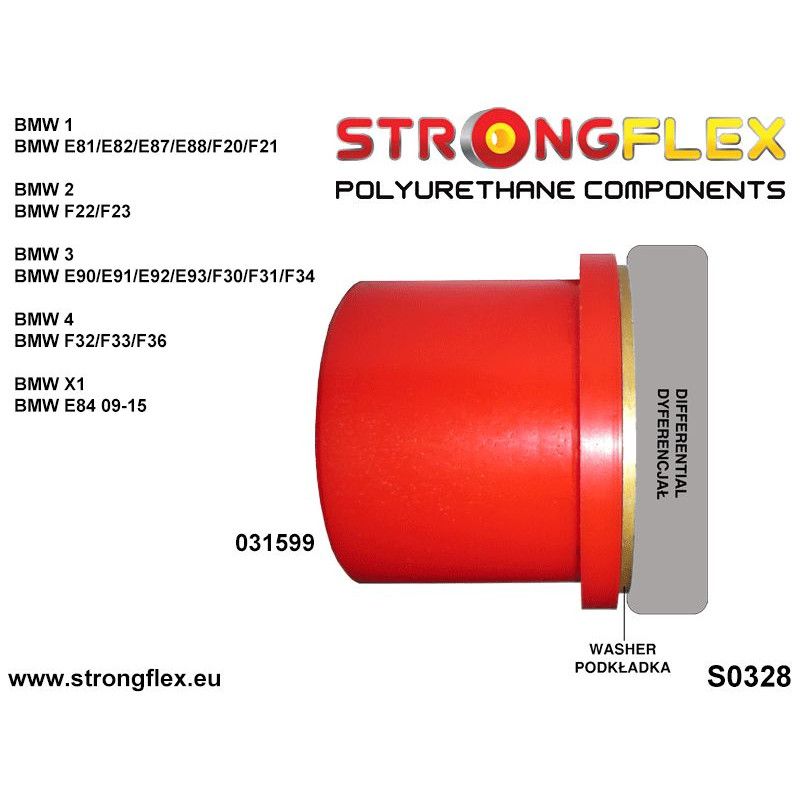 STRONGFLEX|031599A: Hinterachse Differential Aufhängung hintere Buchse SPORT BMW Seria 1 I 04-13 E81/E82 E87 E88