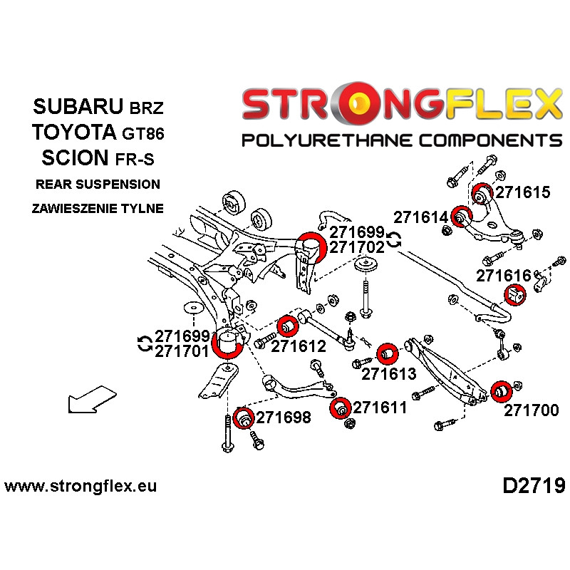 271611A - Tuleja wahacza tylnego - wzdłużnego tylna SPORT - Poliuretan strongflex.eu