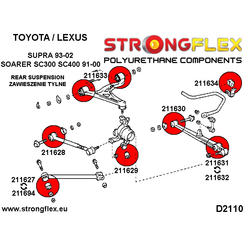 STRONGFLEX|211634A: Rear anti roll bar bush SPORT Toyota Supra IV 93-02 diagram scheme:D2110