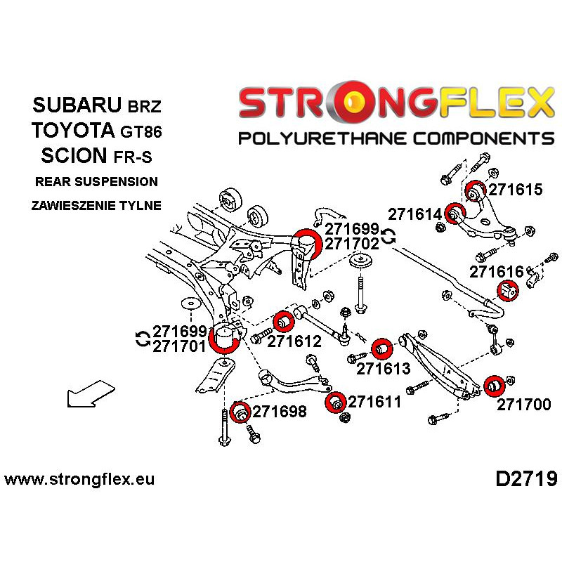 276193A - Rear suspension bush kit SPORT - Polyurethane strongflex.eu