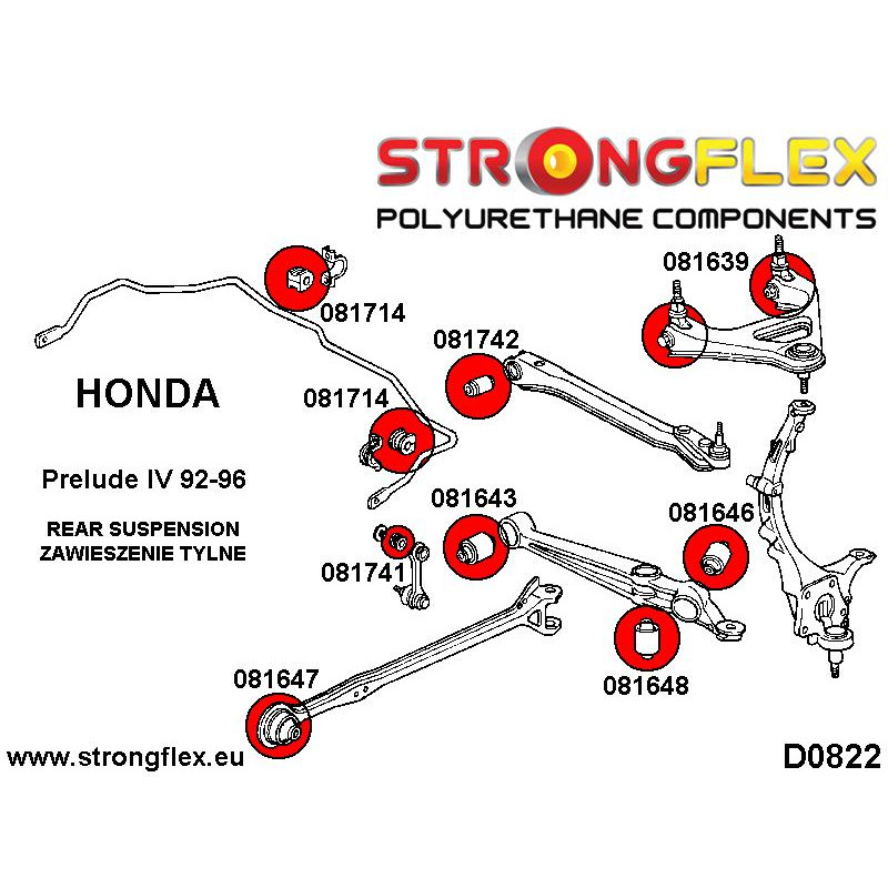 086203A: Rear suspension bush kit SPORT Honda Prelude IV 92-96