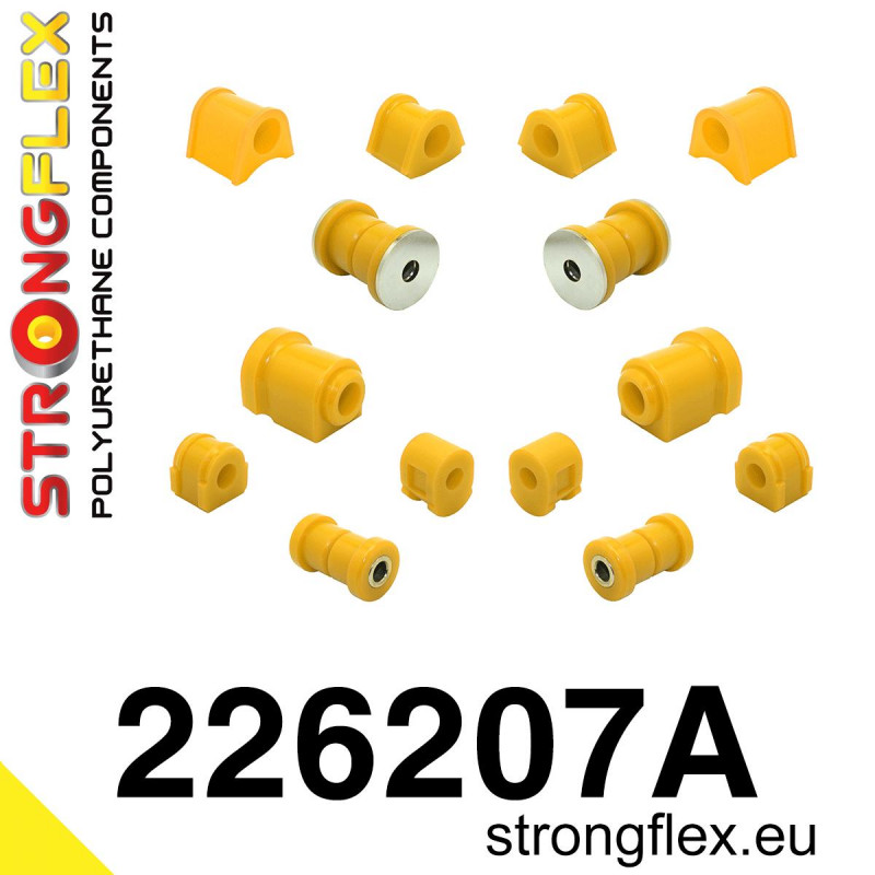 STRONGFLEX|226207A: Polyurethan Buchsensatz für Vorder-und Hinterachse SPORT Volkswagen Golf I 74-93 17 Jetta