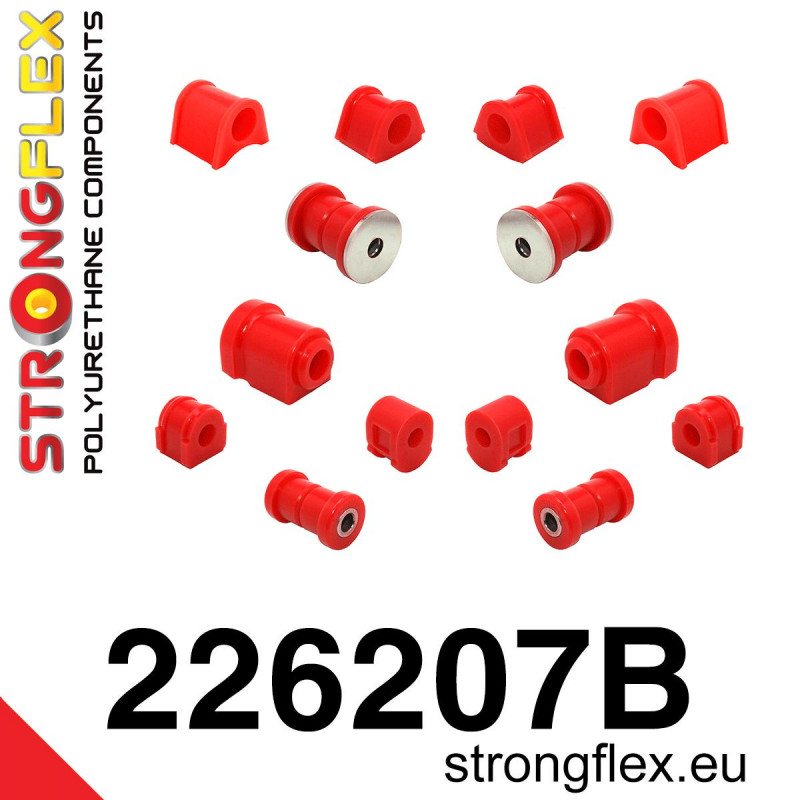 STRONGFLEX|226207B: Polyurethan Buchsensatz für Vorder-und Hinterachse Volkswagen Golf I 74-93 17 Jetta 79-84 A1