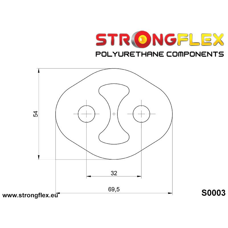 STRONGFLEX|000003B: Universal Auspuffhalter 32mm Stoßdämpfer Anschlagpuffer