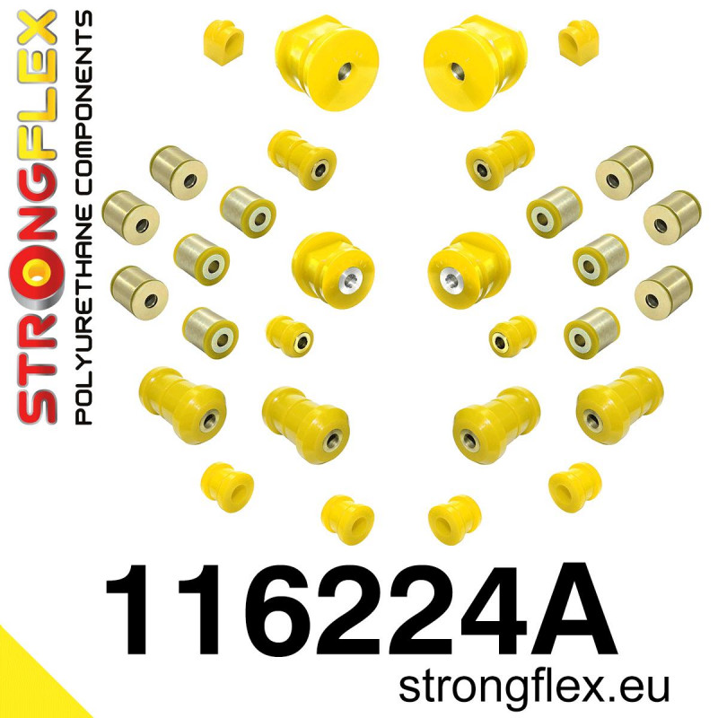 STRONGFLEX|116224A: Full suspension bush kit SPORT Mercedes SL R129 89-01 W201 82-94 190 Class E W124 84-97