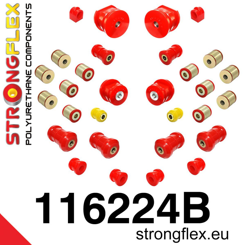 STRONGFLEX|116224B: Full suspension bush kit Mercedes SL R129 89-01 W201 82-94 190 Class E W124 84-97