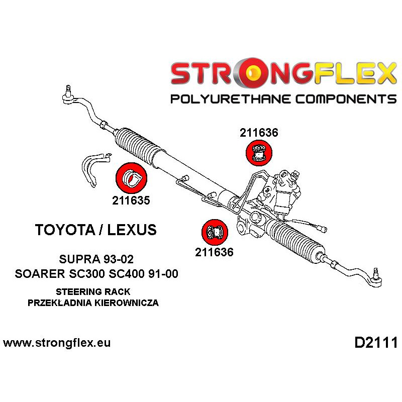 STRONGFLEX|211635A: Buchse Lenkgetriebe Befestigung SPORT Toyota Soarer III 91-00 Z30 Supra IV 93-02 A80 Diagramm Schema:D2111