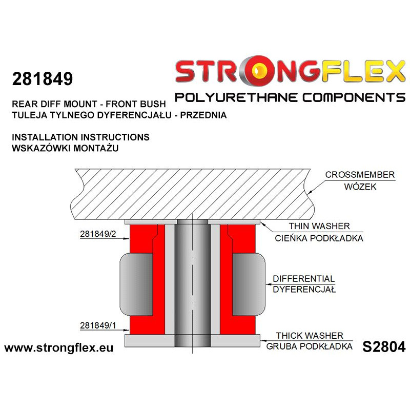 STRONGFLEX|281849A: Rear diff mount - front bush SPORT Nissan 300ZX 90-96 Z32 Skyline VIII 89-94 R32 AWD S-chassis