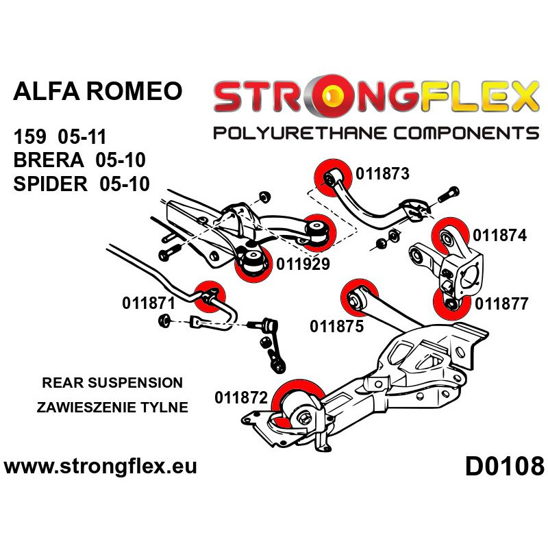 STRONGFLEX|011871A: Rear anti roll bar bush SPORT Alfa Romeo 159 05-11 type 939 Brera 05-10 diagram scheme:D0108