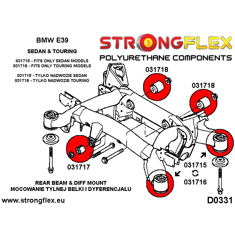 036233A: Full suspension bush kit E39 Sedan SPORT - Polyurethane strongflex.eu