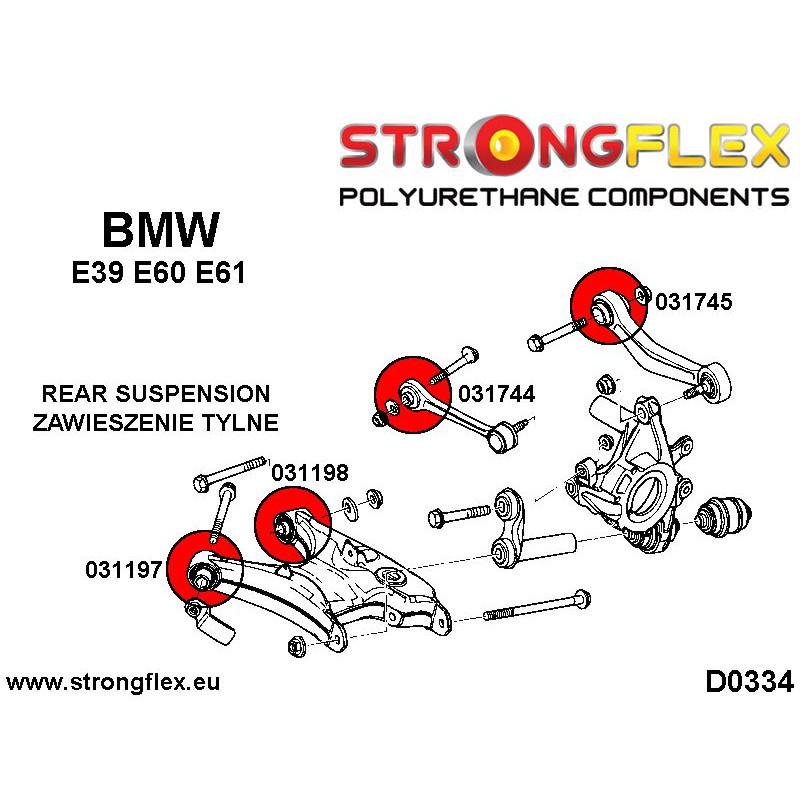 036233A: Full suspension bush kit E39 Sedan SPORT - Polyurethane strongflex.eu