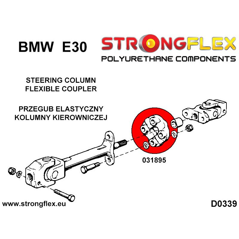 STRONGFLEX|031895A: Steering column flexible coupler SPORT BMW Seria 3 II 82-91 diagram scheme:D0339