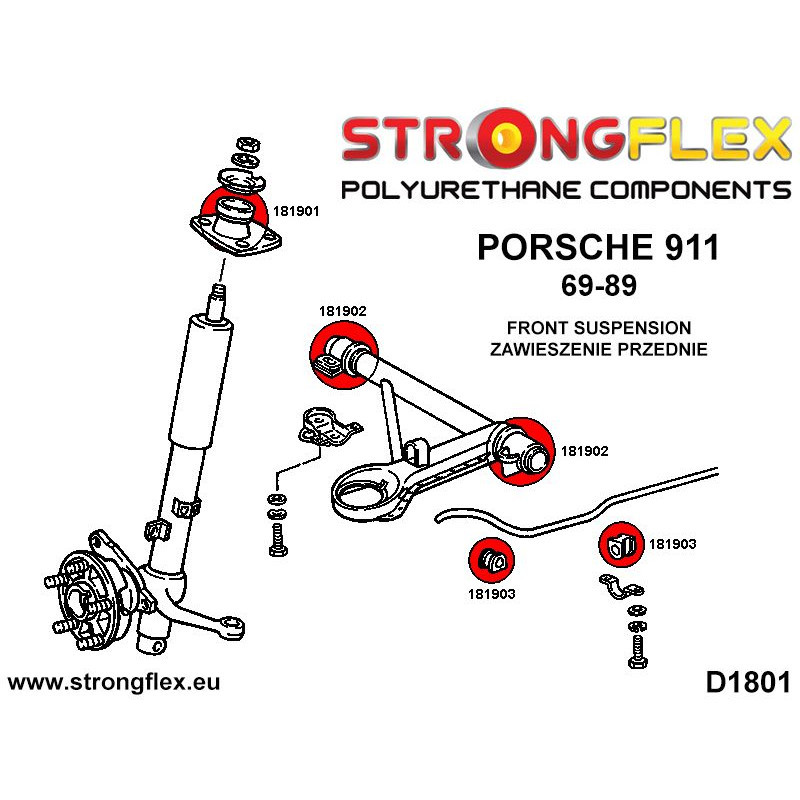 STRONGFLEX|181901A: Poduszka amortyzatora przedniego SPORT Porsche 911 diagram schemat:D1801