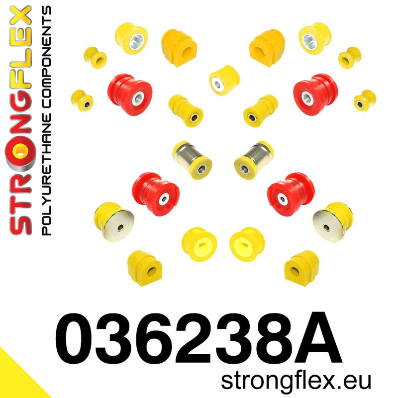 STRONGFLEX|036238A: Full suspension bush kit SPORT BMW Seria 3 IV 98-07 E46 00-06 M3 Z4 I 02-08 E85/E86 M