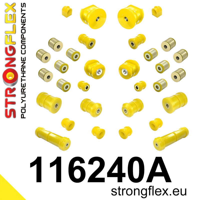 STRONGFLEX|116240A: Full suspension bush kit SPORT Mercedes Class C W202 93-01 CLK-Class W208 97-03 SLK R170 96-04