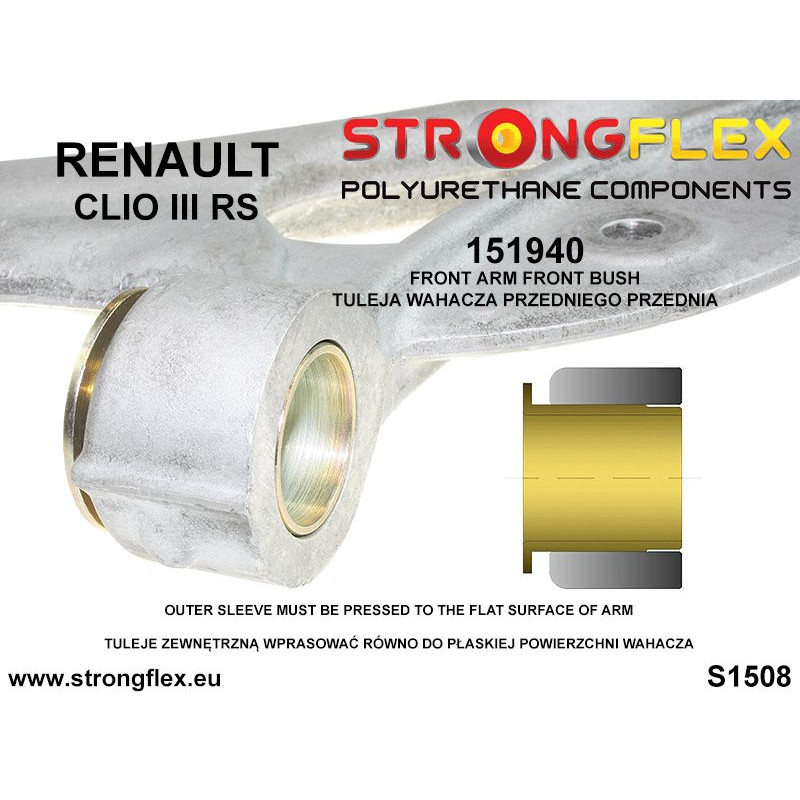 STRONGFLEX|151940A: Front control arm - front bush SPORT Renault Clio III 05-12