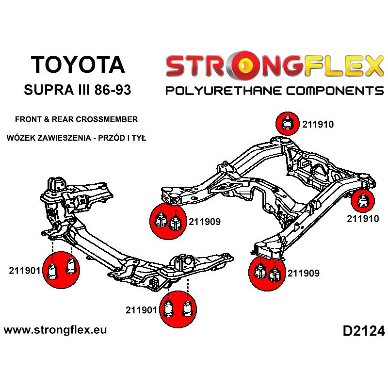 STRONGFLEX|211909A: Rear subframe - front bush SPORT Toyota Supra III 86-93 diagram scheme:D2124