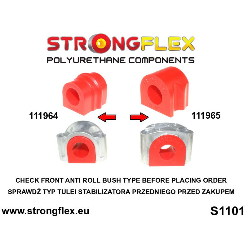 STRONGFLEX|111965A: Front anti roll bar bush SPORT Mercedes CLK-Class W209 02-10 Class C W203 00-11 00-07 RWD CL203