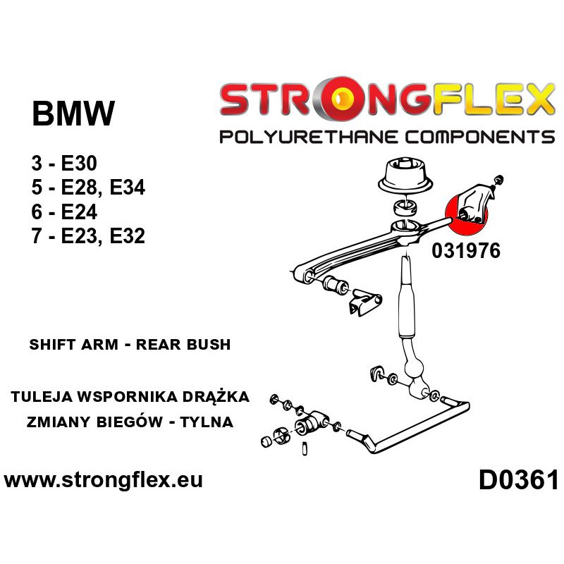 STRONGFLEX|031976A: Schaltstangenstützbuchse - hinten SPORT BMW Seria 3 II 82-91 E30 5 81-88 E28 III Diagramm Schema:D0361