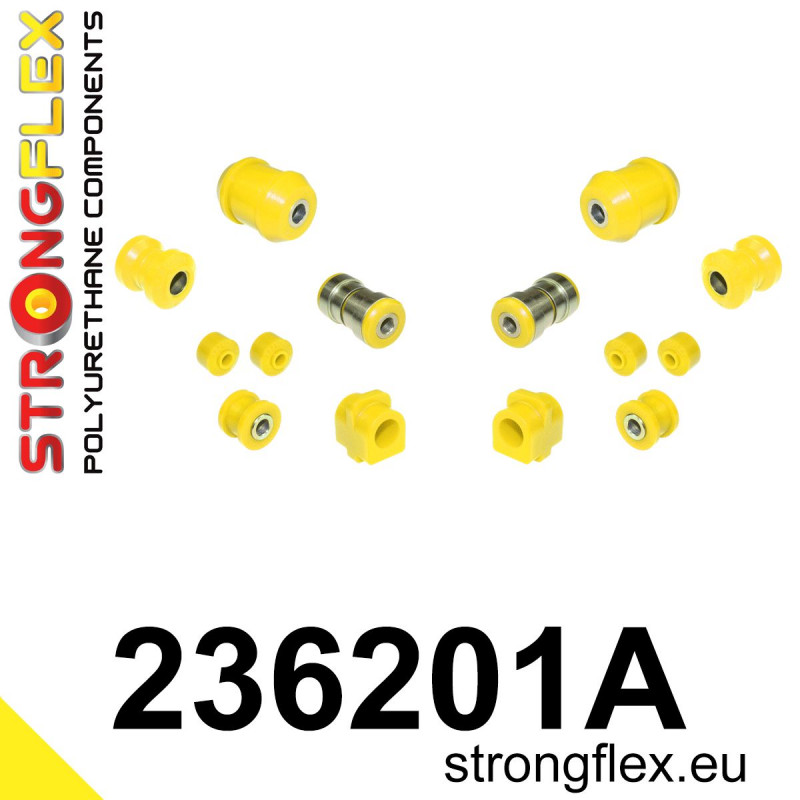 STRONGFLEX|236201A: Front suspension bush kit SPORT Volvo Seria 700 740 84-92 900 940 90-98 760 81-92 solid rear