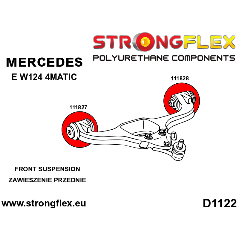 STRONGFLEX|111828B: Front lower arm - rear bush Mercedes Class E W124 84-97 diagram scheme:D1122