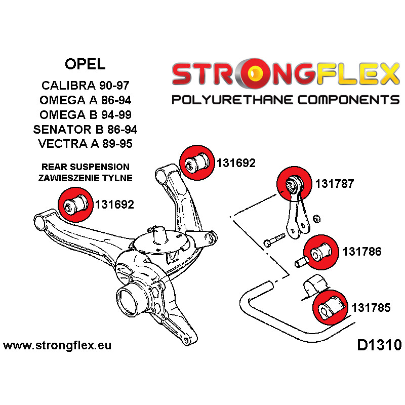 STRONGFLEX|136218A: Full suspension bush kit SPORT Opel/Vauxhall Calibra 89-97 diagram scheme:D1310