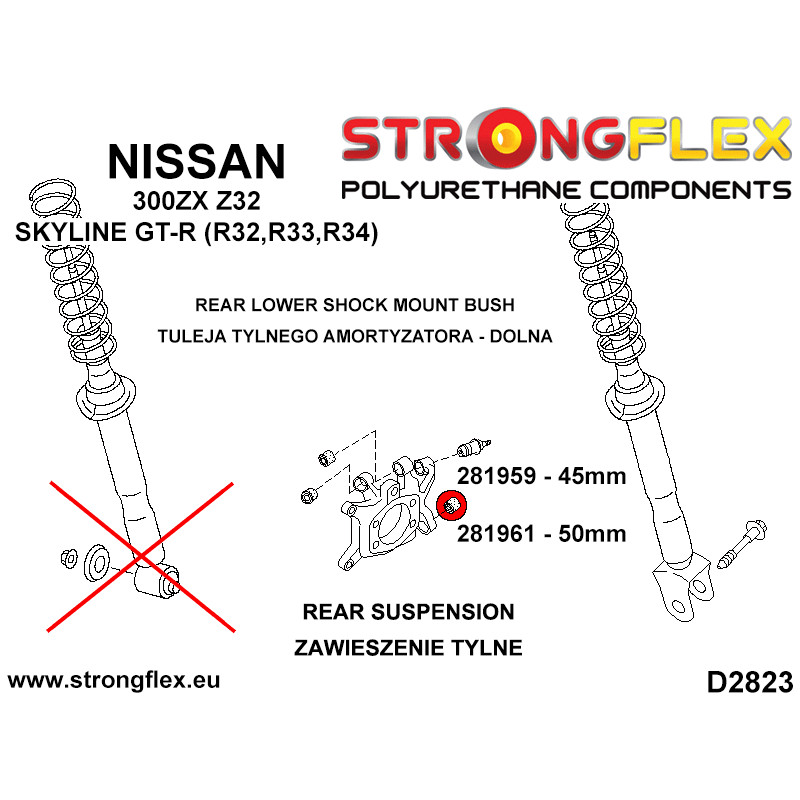 STRONGFLEX|286218A: Full suspension bush kit SPORT Nissan 300ZX 90-96 diagram scheme:D2823