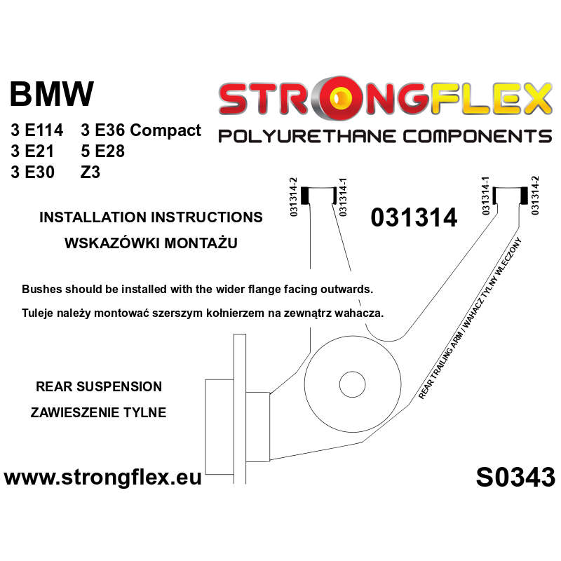 031314A - Rear Trailing Arm Bush SPORT - Polyurethane strongflex.eu