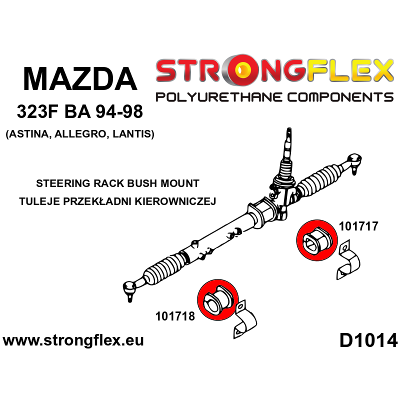 STRONGFLEX|101717A: Buchse Lenkgetriebe Befestigung SPORT Mazda 323 VIII 94-00 BH/BA 323F Lantis Astina Diagramm Schema:D1014