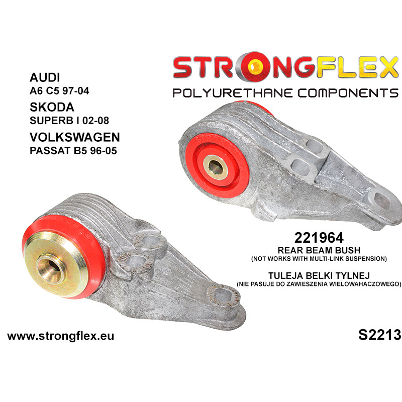 STRONGFLEX|221964B: Buchse Hinterachsträger Aufhängung Audi A6/S6 RS6 C5 97-04 FWD Škoda Superb I 02-08 3U