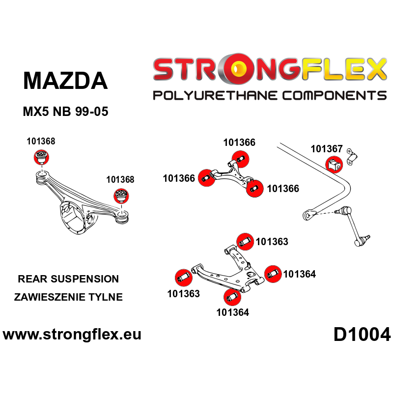 101363A - Rear lower inner suspension bush - Polyurethane strongflex.eu