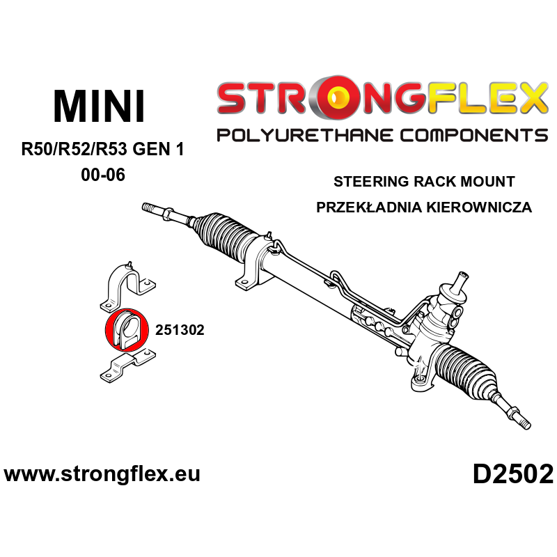 STRONGFLEX|251302A: Tuleja przekładni kierowniczej SPORT Mini R50/R52/R53 diagram schemat:D2502