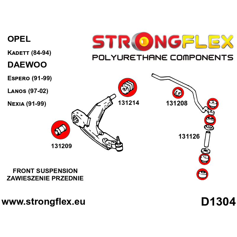 STRONGFLEX|131126A: Buchse Koppelstange SPORT BMW Seria 3 I 75-82 E21 6 76-89 E24 Daewoo Espero 90-00 Diagramm Schema:D1304