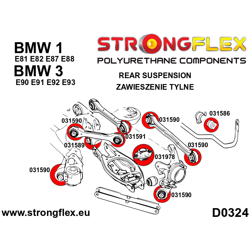 STRONGFLEX|031978A: Poduszka tylnego amortyzatora - dolna SPORT BMW Seria 1 I 04-13 E81/E82 E87 E88 3 V diagram schemat:D0324