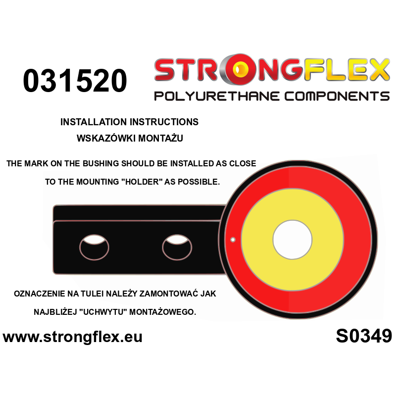 STRONGFLEX|031520A: Vorderachse Querlenker hintere Buchse xi/xd/ix (4x4) SPORT BMW Seria 3 IV 98-07 E46 97-06 xi/xd