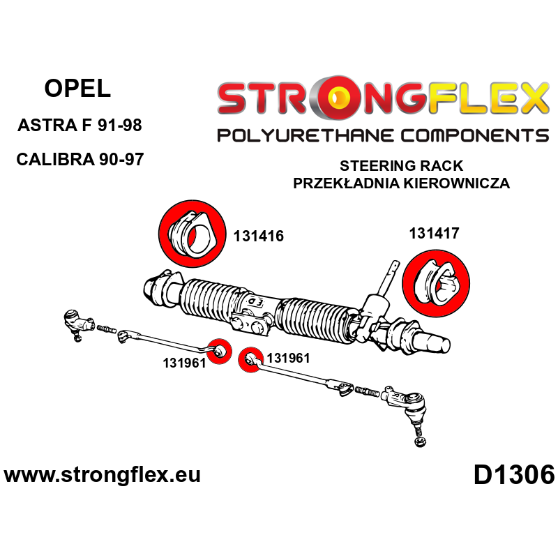 131416A - Steering Rack Mount Bushes - Right SPORT - Polyurethane strongflex.eu