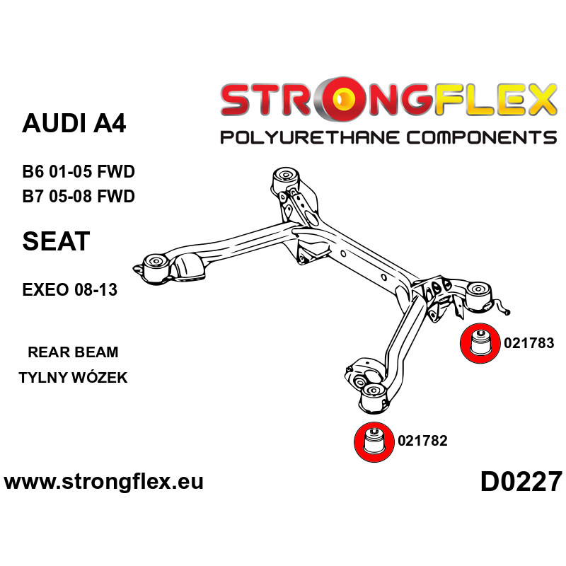 STRONGFLEX|026214A: Buchsensatz Hinterachsträger SPORT Audi A6/S6 RS6 C6 04-11 Quattro Allroad FWD 07-10 Diagramm Schema:D0227